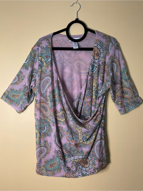 Jessica London Tops - Jessica London Lavender Paisley Draped Cowl Neck Top